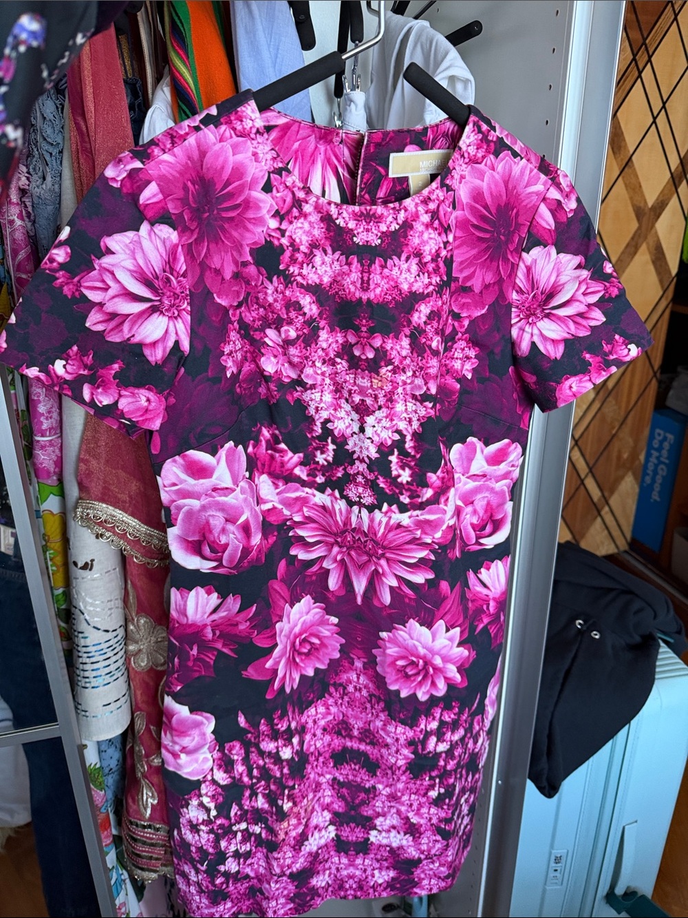 Michael Kors Pink Floral Short-Sleeve Sheath Dress